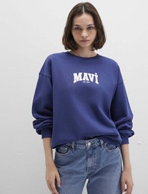 Resim Mavi Logo Baskılı Lacivert Kadın Sweatshirt M1s10372-70498 Lacivert 