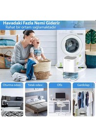 Resim Coofbe Led Işıklı Otomatik Banyo Mutfak Oda Dolap 1000ml Nem Alma Cihazı Mantar Rutubet Nem Önleyici Beyaz 