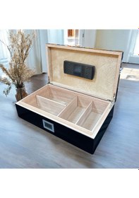 Resim Lubinski İtaly Cuban Flag Humidor Puro Kutusu Siyah 80's 