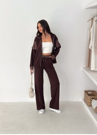 Resim TheyYou Kadın Jesica Kumaş Garnili Baggy Eşofman Takımı Salaş Spor Şık Jesica Fabric Tracksuit 