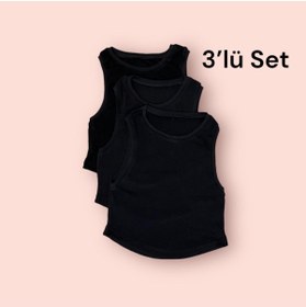 Resim MaberFranco Siyah 3lü Crop Bluz Seti 
