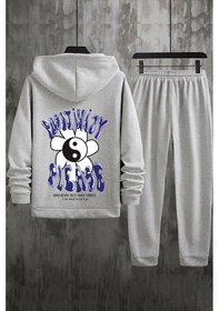 Resim Uyguntarz Unisex Positivity Baskılı Eşofman Takımı Gri 