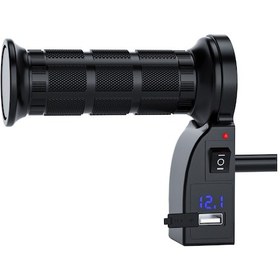 Resim Geeksen 12v Motosiklet Isıtmalı Tutma Kılıfı - 3 Ayarlı Sıcaklık, Voltmetre Gösterge, Yumuşak Tpu Malzeme 