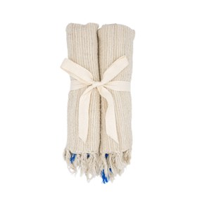 Resim Beige and Blue Striped Peshtamal 