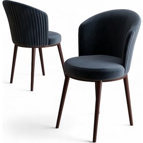 Resim Canisa Risa Serisi 1 Adet Antrasit Mutfak Sandalyesi Kahverengi Metal Ayak 1.sınıf Babyface Kumaş Antrasit Sandalye Kahve Ayak 