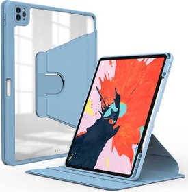 Resim Apple Uyumlu iPad Pro 11 2022 M2 Kılıf Zore Nayn Dönebilen Standlı Kılıf-Mavi açık Mavi açık 