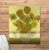Resim Pixxa Van Gogh - Vase With Fourteen Sunflowers - Ayçiçekli Vazo Bilek Destekli Mousepad Model - 8 