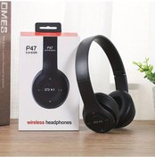 Resim Siyah Stereo P47 Kulaklık 5.0 Bluetooth Kulaklık Katlanır Serisi Kablosuz Spor Oyun Kulaklığı İphone Xiaomi İçin 