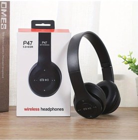 Resim Siyah Stereo P47 Kulaklık 5.0 Bluetooth Kulaklık Katlanır Serisi Kablosuz Spor Oyun Kulaklığı İphone Xiaomi İçin 