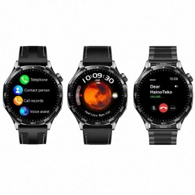 Resim haino teko germany Haino Teko-33 Akıllı Saat Siyah 1 Kasa 3 Değiştirilebilir Kordon AMOLED Ekran Bluetooth Arama IP67 