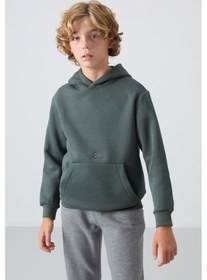 Resim Tommylife Tommy Life Haki Pamuklu Kalın İçi Tüylü Yumuşak Dokulu Standart Fit Baskılı Erkek Çocuk Sweatshirt - 11215 Haki 