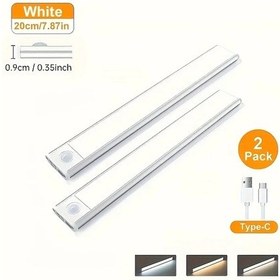 Resim Willowhaven 2pcs Led Akıllı Hareket Sensörlü Şerit Işık 20cm Kablosuz Manyetik Montaj Usb Şarj 