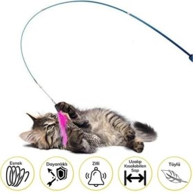 Resim Teleskopik Zilli ve Tüylü Kedi Oyuncağı 