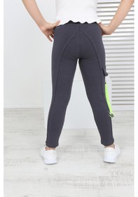 Resim Toontoy Kids Toontoy Kız Çocuk Tek Yanı Cepli Tayt Füme 