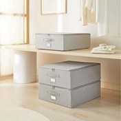 Resim 3'lü Orta Boy Gri Balıksırtı Destekli Hurç Set 45 X 55 X 18 Cm Ocean Home Textile