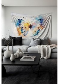 Resim Renkli Kanatlar Kelebek Desenli Duvar Halısı Duvar Örtüsü Tapestry Süet Dokulu Kumaş 