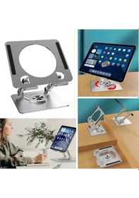Resim 360 Derece Dönebilen Yükseltilmiş Masaüstü Ayarlanabilir Metal Tablet Standı Çok Renkli 