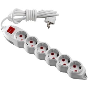 Resim MONO 6 Lı Topraklı Anahtarlı 5 Metre Grup Priz 