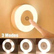 Resim 1 adet USB ile şarj edilebilen dokunmatik lamba, ayarlanabilir taşınabilir kablosuz aydınlatma, 3 renk modu ve dimmable fonksiyonu ile, yatak odası, mutfak, dolap ve merdiven için lityum batarya ile. 