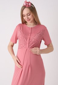 Resim Fitilli Sabahlıklı Dantelli Hamile Lohusa Gecelik Takımı - 2326 - Mint / XL / Terlik ve Taç Seti İstemiyorum 