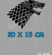 Resim 61 AVM Game Of Thrones Kuzey Arması Stark - Sticker Folyo Kesim | Siyah | 20 X 15 Cm 