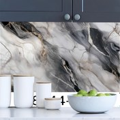 Resim 1 Rulo, 59.99cm x 3.0metre veya 5.0metre x 10.0metre Sahte Marmara ve Ahşap Kaplama Duvar Kağıdı - Kendinden Yapışkanlı, Kolay Çıkarma, Su Geçirmez ve Yağ Dirençli, Mutfak, TV Duvarı, Masaüstü, Banyo, Dolap Yenileme için İdeal, Kahverengi, Siyah ve Gri, Soyup Yapıştır Duvar Kağıdı, Oda Dekoru için Mükemmel 