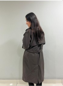 Resim Kadın Kemerli Uzun Trençkot Su Geçirmez, Astarlı, Oversize Model Bej 