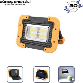 Resim LAMBADA SOLAR 12V COB LEDLİ EL PROJEKTÖRÜ GÜNEŞ ENERJİLİ-ŞARJLI USB ÇIKIŞLI 