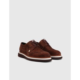 Resim İLVİ Mace Hakiki Süet Deri Erkek Bordo Oxford Ayakkabı 