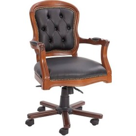 Resim Masifart_Mobilya Masifart Antik Ceviz Ahşap Klasik Ofis Çalışma Koltuğu Yönetici K 