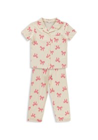 Resim Civil Girls Fiyonk Desenli 6-9 Yaş Pijama Takımı - Fil Dişi 