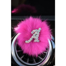 Resim Tasarım Arabam Yaldız Harfli Tüylü Klima Koku & Fuşya Renk 