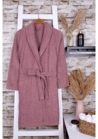 Resim Baveno %100 Pamuk Gül Kurusu Kadın Şalyaka Bornoz Gülkurusu 