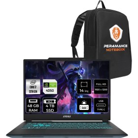 Resim Msı Cyborg 14 Intel Core I7 13620H 48GB 4tb SSD RTX4050/6GB 14" Fhd+ 144Hz Fdos Taşınabilir Bilgisayar & Per4 Çanta A13VE054XTRP330 