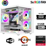 Resim Xaser Eco X60 Ryzen 5 5500 16GB Ram 512GB M.2 Nvme SSD 16GB RX9060 Xt Oyuncu Masaüstü Bilgisayarı 