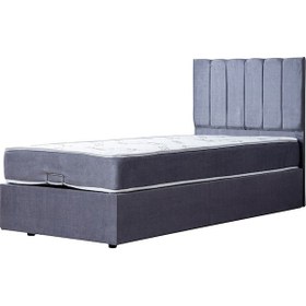 Resim Cesur Tek Kişilik Baza Başlık Letto Yatak Seti Açık Gri 90 x 190 
