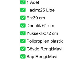 Resim Akdenizpos PK25 Plastik Çocuk Market Alışveriş Arabası 25 Litre Mavi 