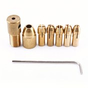 Resim 7 parça Set 0.5mm-3.0mm Mini Motor Merkez Mil Pirinç Matkap Mandreni Kelepçe Küçük Matkap Mikro Mandren Aparatı 