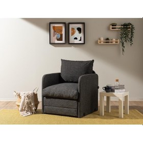 Resim Pafu Saga Tekli Katlanır Yataklı Koltuk Keten Koyu Gri 