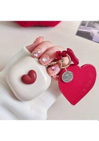 Resim Microsonic Samsung Galaxy Uyumlu Buds 2 Pro Kılıf Süslü Kalp Desenli Kırmızı 