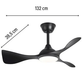Resim Huzur Elektrik Kumandalı 3 Kanatlı Ledli Tavan Vantilatörü Siyah Renk 