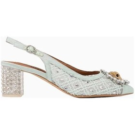 Resim Kurt Geiger Chelsea 60 Block Slingback Deri Lüks, Dolgu Topuklu Kadın Ayakkabı Yeşil 