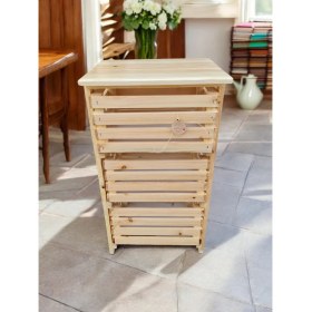 Resim Arya Wood Craft Sebzelik Meyvelik Doğal Ahşap Çekmeceli 