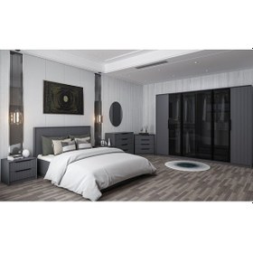 Resim Kale Luxe Yatak Odası Takımı - Antrasit Set 2 