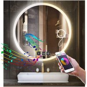 Resim GLOBAL LED MIRROR 90 Cm Bluetoothlu Makyaj Aynalı Buğu Yapmayan Ledli Yuvarlak Banyo Aynası 