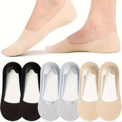 Resim 6 Çift Çorap Kadınlar Kaymaz Düşük Kesim Görünmez Liner Footies Çoraplar Düz Ayakkabılar Için Hafif 