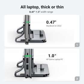 Resim UGREEN Dikey Bilgisayar Standı, Çift Yuvalı Ayarlanabilir Alüminyum Laptop Standı, MacBook Air/Pro, Windows Dizüstü Bilgisayarlar, 13-17 İnç Laptoplar ile Uyumlu Masaüstü Tutucu – 20471 