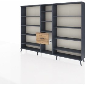 Resim Arges Dolap 11 Raflı 3 Çekmeceli 220x30x163 Antrasit-antrasit/çam Antrasıt/atlas Çam - Antrasıt 