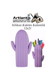 Resim Silikon Kaktüs Kalemlik 1 Adet Silikon Kalem Kutusu Eğlenceli Sevimli Kaktüs Figürlü Hediyelik Kalemlik Mor 