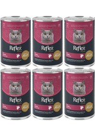 Resim Reflex Plus Jöle İçinde Et Parçacıklı Kuzu Etli Yetişkin Kedi Konservesi 400 Gr 6 Adet 